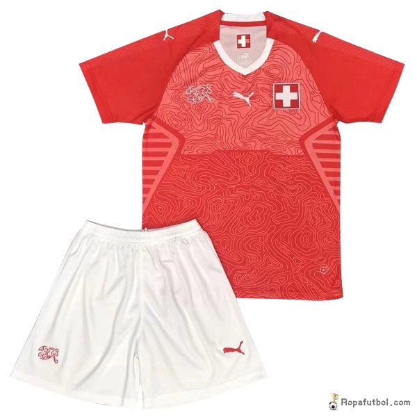 Camiseta Suiza Replica Primera Ropa Niños 2018 Rojo